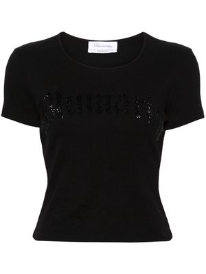 Blumarine rhinestoned ribbed T-shirt - Black