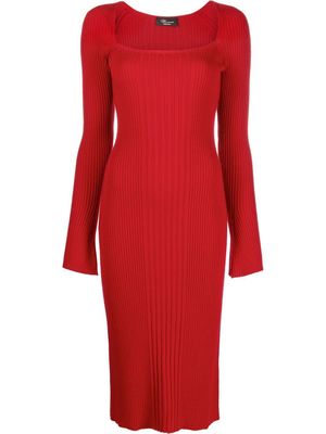 Blumarine ribbed-knit fitted midi dress - Red