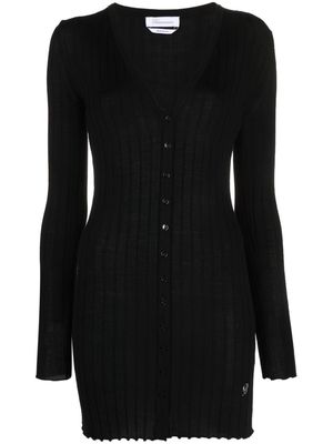 Blumarine ribbed-knit longline wool cardigan - Black