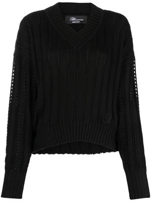 Blumarine ribbed-knit v-neck jumper - Black