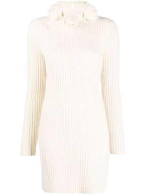 Blumarine roll-neck wool mini dress - Neutrals