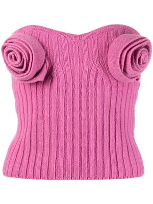 Blumarine rose-appliqué strapless top - Pink
