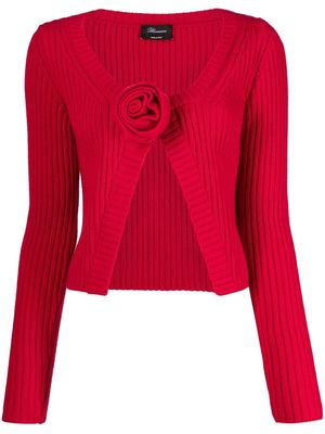Blumarine rose-appliqué wool cardigan - Red