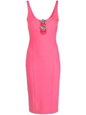 Blumarine rose-brooch-detail sleeveless dress - Pink