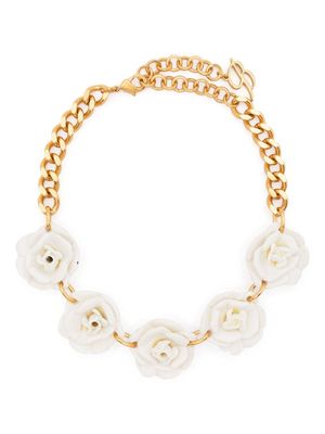 Blumarine rose-detail chocker necklace - Gold