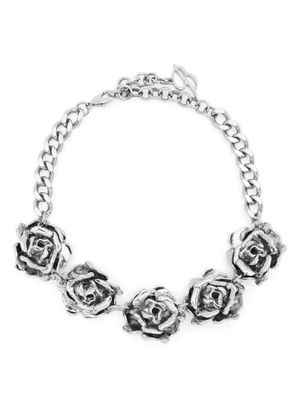 Blumarine rose-detail choker necklace - Silver