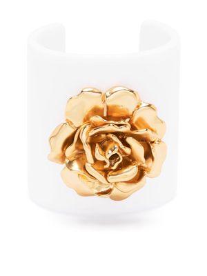 Blumarine rose-detail cuff bracelet - White
