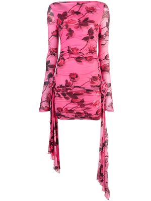 Blumarine rose-print bodycon minidress - Pink