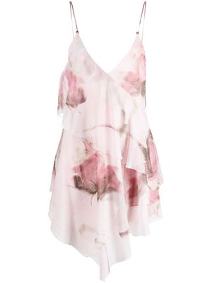 Blumarine rose-print mini slip dress - Pink
