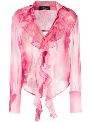 Blumarine rose-print silk shirt - Pink