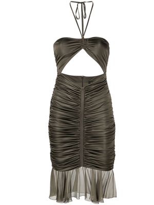 Blumarine ruched cut-out sleeveless dress - Green