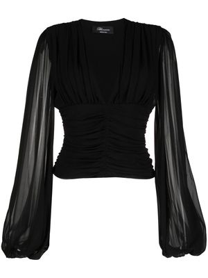 Blumarine ruched-detail silk blouse - Black