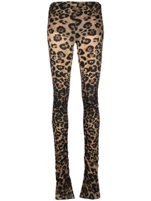 Blumarine ruched leopard-print leggings - Brown