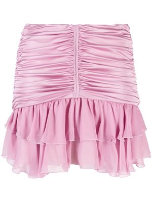 Blumarine ruched rufle-hem mini skirt - Pink