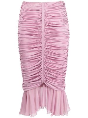 Blumarine ruched silk midi skirt - Pink