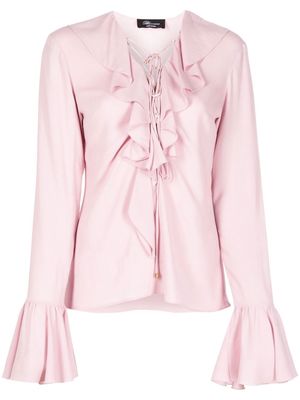 Blumarine ruffle-collar long-sleeve blouse - Pink