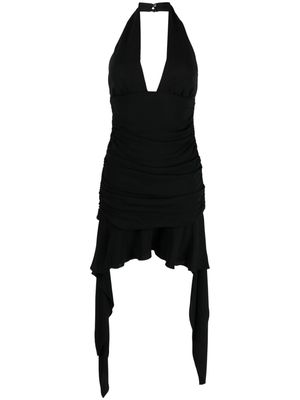 Blumarine ruffle-detail draped halterneck minidress - Black