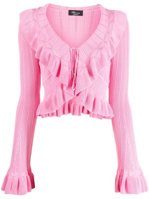 Blumarine ruffle-detail perforated cardigan - Pink