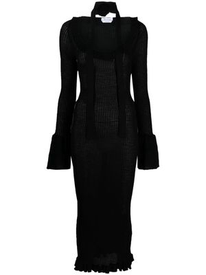 Blumarine ruffle-detailing ribbed-knit dress - Black
