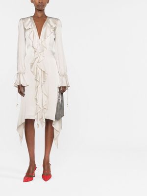 Blumarine ruffle midi dress - Neutrals