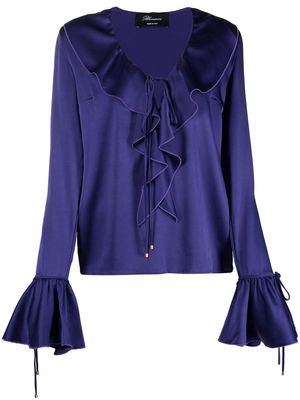 Blumarine ruffle-trim bell sleeve blouse - Purple