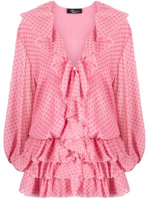 Blumarine ruffle-trimmed mini dress - Pink
