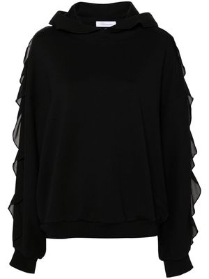 Blumarine ruffled cotton hoodie - Black