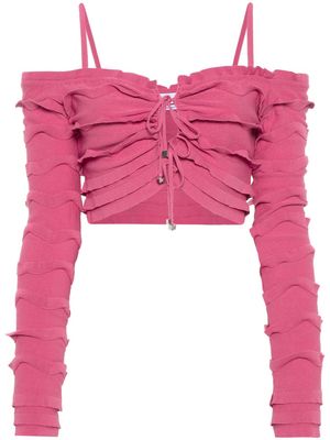 Blumarine ruffled cropped cardigan - Pink