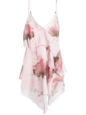 Blumarine ruffled-detail silk mini dress - Pink