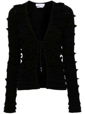 Blumarine ruffled fine-knit cardigan - Black