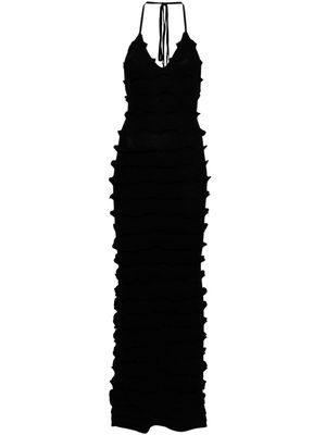 Blumarine ruffled knitted maxi dress - Black