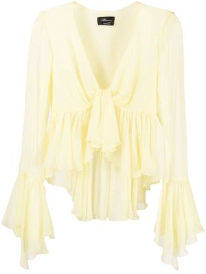 Blumarine ruffled long-sleeve silk blouse - Yellow