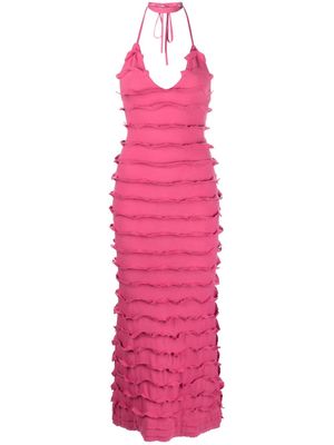 Blumarine ruffled V-neck maxi dress - Pink