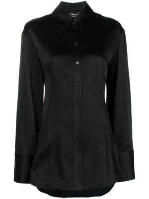 Blumarine satin-finish long-sleeved shirt - Black