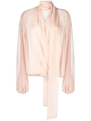 Blumarine scarf-detail silk blouse - Pink