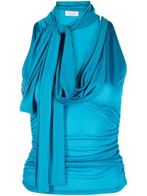 Blumarine scarf-detail sleeveless tank top - Blue