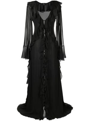 Blumarine semi-sheer long-sleeved gown - Black