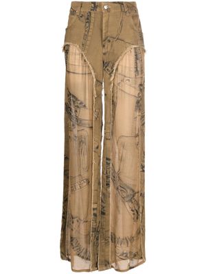 Blumarine semi-sheer panel trousers - Brown