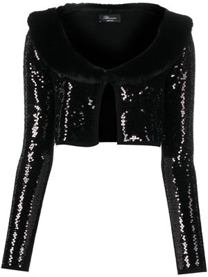 Blumarine sequin-embellished cropped cardigan - Black