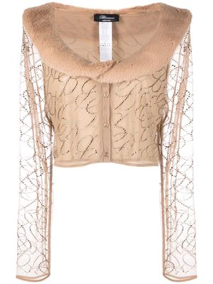 Blumarine shawl-collar cropped top - Neutrals