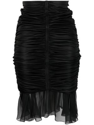 Blumarine silk ruched pencil skirt - Black