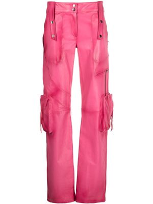 Blumarine slim-cut leather cargo trousers - Pink
