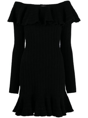 Blumarine square-neck wool minidress - Black