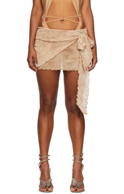 Blumarine SSENSE Exclusive Brown Nylon Miniskirt