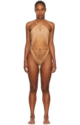 Blumarine SSENSE Exclusive Tan Trikini One-Piece Swimsuit