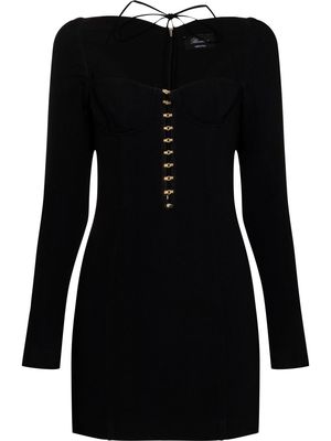 Blumarine strap-detail long-sleeve dress - Black
