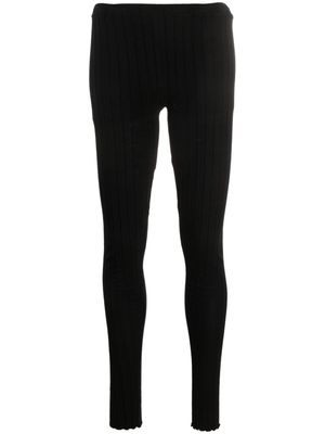 Blumarine stripe-pattern wool leggings - Black
