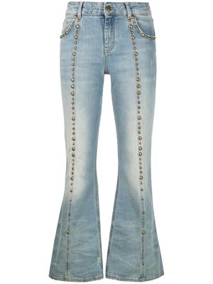 Blumarine stud-detail cropped bootcut jeans - Blue