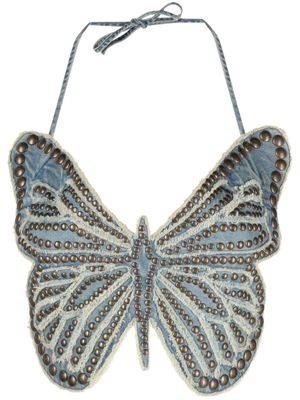 Blumarine stud-embellished butterfly top - Blue