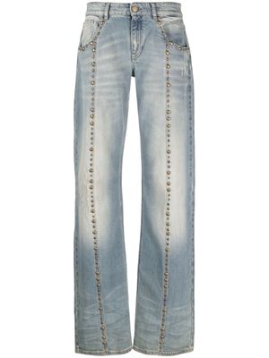 Blumarine stud-embellished straight jeans - Blue